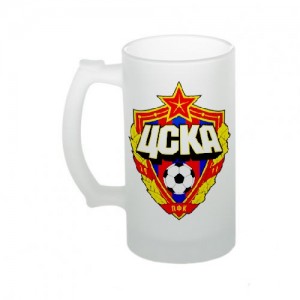 Стеклянная кружка для пива с логотипом ЦСКА
